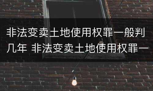 非法变卖土地使用权罪一般判几年 非法变卖土地使用权罪一般判几年呢