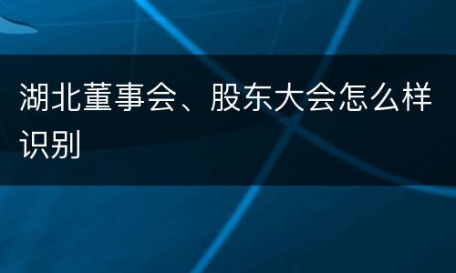 湖北董事会、股东大会怎么样识别
