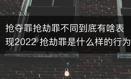抢夺罪抢劫罪不同到底有啥表现2022 抢劫罪是什么样的行为