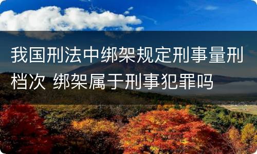 我国刑法中绑架规定刑事量刑档次 绑架属于刑事犯罪吗