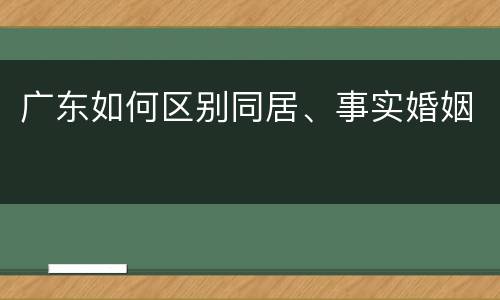 广东如何区别同居、事实婚姻