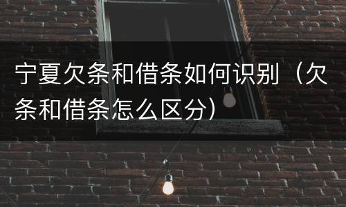 宁夏欠条和借条如何识别（欠条和借条怎么区分）
