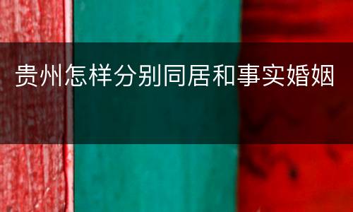贵州怎样分别同居和事实婚姻