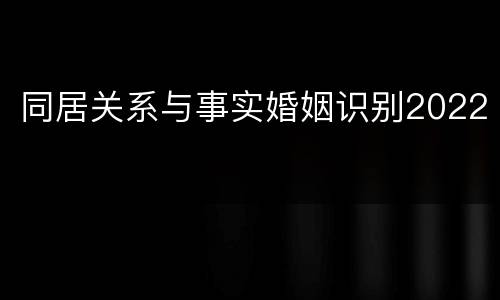 同居关系与事实婚姻识别2022