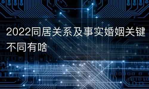 2022同居关系及事实婚姻关键不同有啥