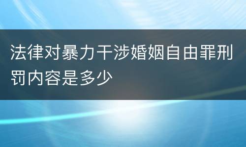 法律对暴力干涉婚姻自由罪刑罚内容是多少