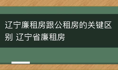 辽宁廉租房跟公租房的关键区别 辽宁省廉租房