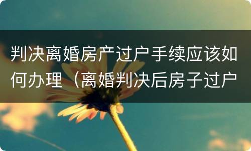 判决离婚房产过户手续应该如何办理（离婚判决后房子过户有时间限制吗?）