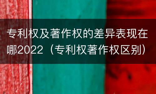 专利权及著作权的差异表现在哪2022（专利权著作权区别）