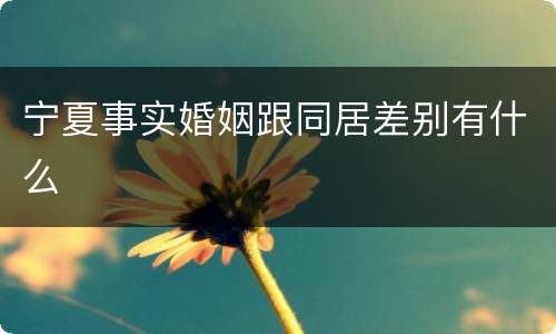 宁夏事实婚姻跟同居差别有什么