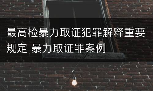 最高检暴力取证犯罪解释重要规定 暴力取证罪案例