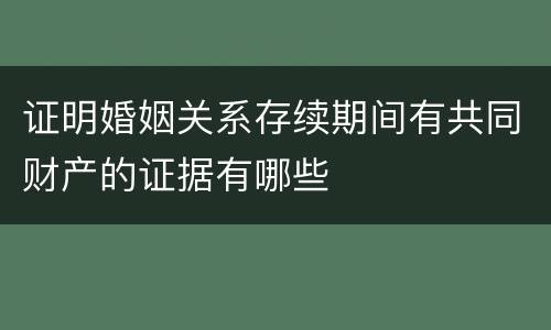 证明婚姻关系存续期间有共同财产的证据有哪些