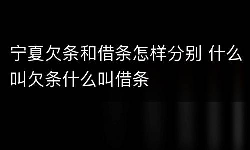 宁夏欠条和借条怎样分别 什么叫欠条什么叫借条