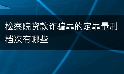 检察院贷款诈骗罪的定罪量刑档次有哪些