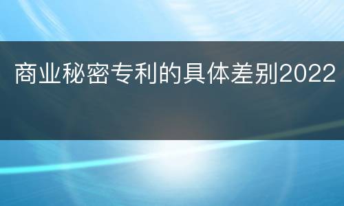 商业秘密专利的具体差别2022