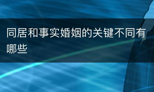 同居和事实婚姻的关键不同有哪些