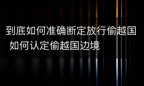 到底如何准确断定放行偷越国 如何认定偷越国边境