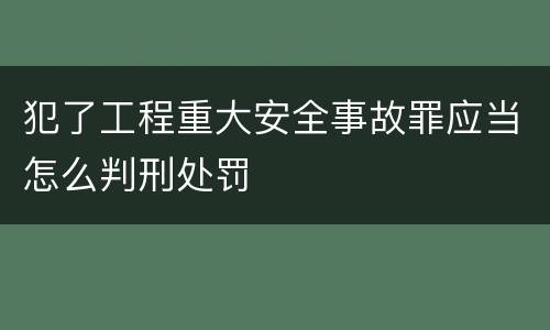 犯了工程重大安全事故罪应当怎么判刑处罚