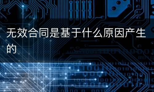 无效合同是基于什么原因产生的