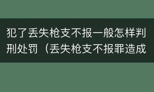 犯了丢失枪支不报一般怎样判刑处罚（丢失枪支不报罪造成严重后果）