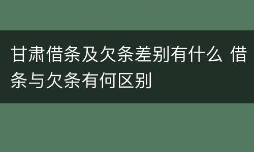 甘肃借条及欠条差别有什么 借条与欠条有何区别