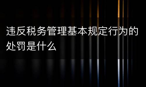 违反税务管理基本规定行为的处罚是什么