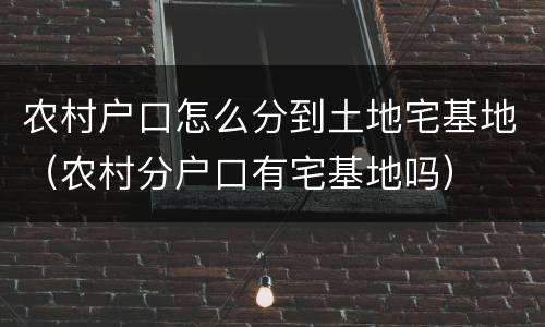 农村户口怎么分到土地宅基地（农村分户口有宅基地吗）