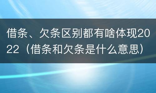 借条、欠条区别都有啥体现2022（借条和欠条是什么意思）