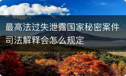 最高法过失泄露国家秘密案件司法解释会怎么规定
