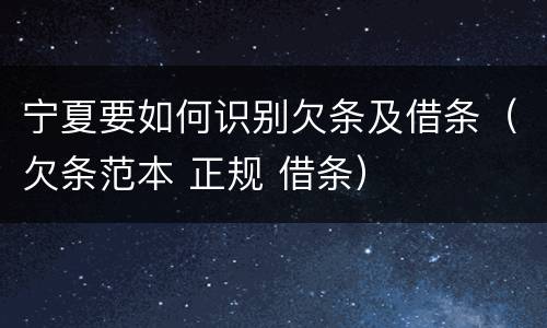 宁夏要如何识别欠条及借条（欠条范本 正规 借条）
