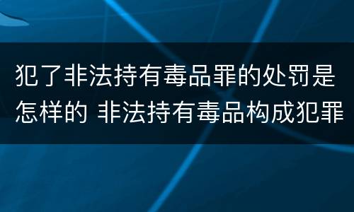 犯了非法持有毒品罪的处罚是怎样的 非法持有毒品构成犯罪吗