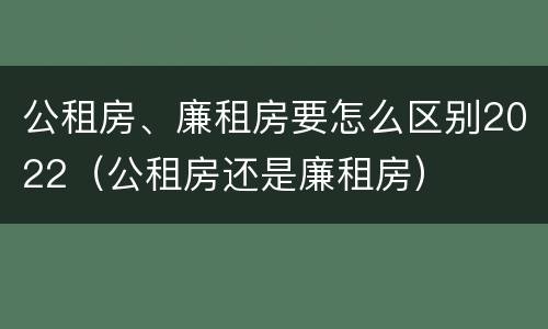 公租房、廉租房要怎么区别2022（公租房还是廉租房）