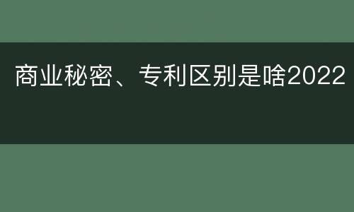 商业秘密、专利区别是啥2022