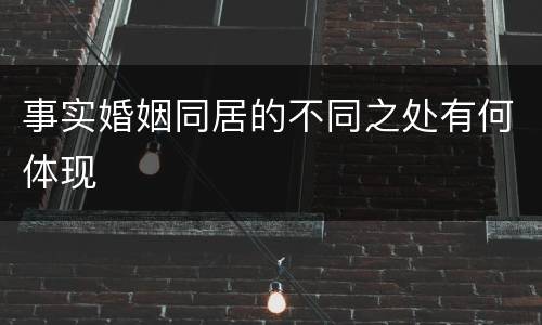 事实婚姻同居的不同之处有何体现