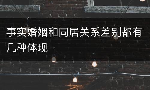 事实婚姻和同居关系差别都有几种体现