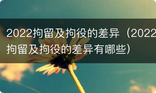 2022拘留及拘役的差异（2022拘留及拘役的差异有哪些）