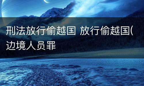 刑法放行偷越国 放行偷越国(边境人员罪