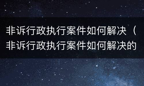 非诉行政执行案件如何解决（非诉行政执行案件如何解决的）