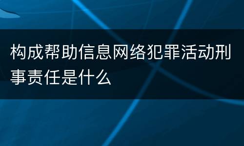 构成帮助信息网络犯罪活动刑事责任是什么