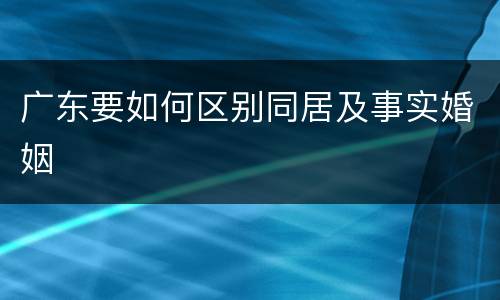 广东要如何区别同居及事实婚姻