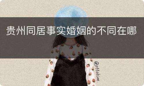 贵州同居事实婚姻的不同在哪