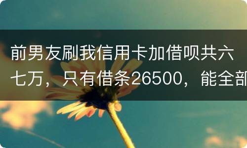 前男友刷我信用卡加借呗共六七万，只有借条26500，能全部要回吗