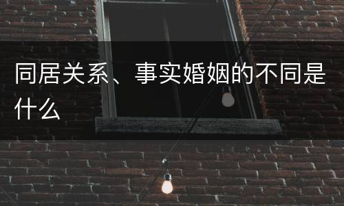 同居关系、事实婚姻的不同是什么