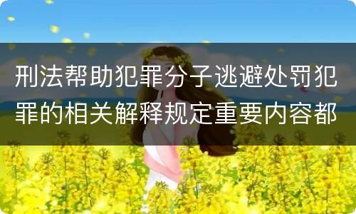 刑法帮助犯罪分子逃避处罚犯罪的相关解释规定重要内容都有哪些