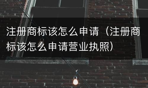 注册商标该怎么申请（注册商标该怎么申请营业执照）