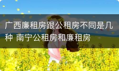 广西廉租房跟公租房不同是几种 南宁公租房和廉租房