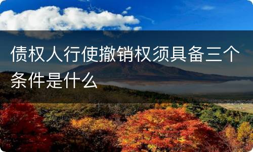 债权人行使撤销权须具备三个条件是什么