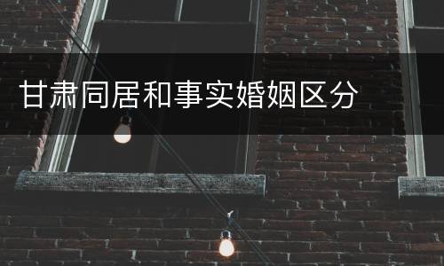 甘肃同居和事实婚姻区分