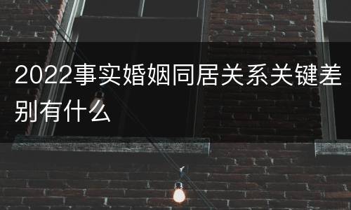2022事实婚姻同居关系关键差别有什么