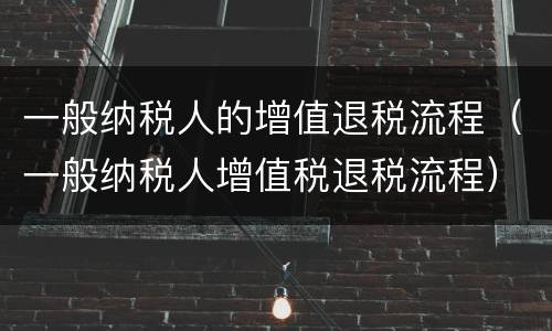 一般纳税人的增值退税流程（一般纳税人增值税退税流程）